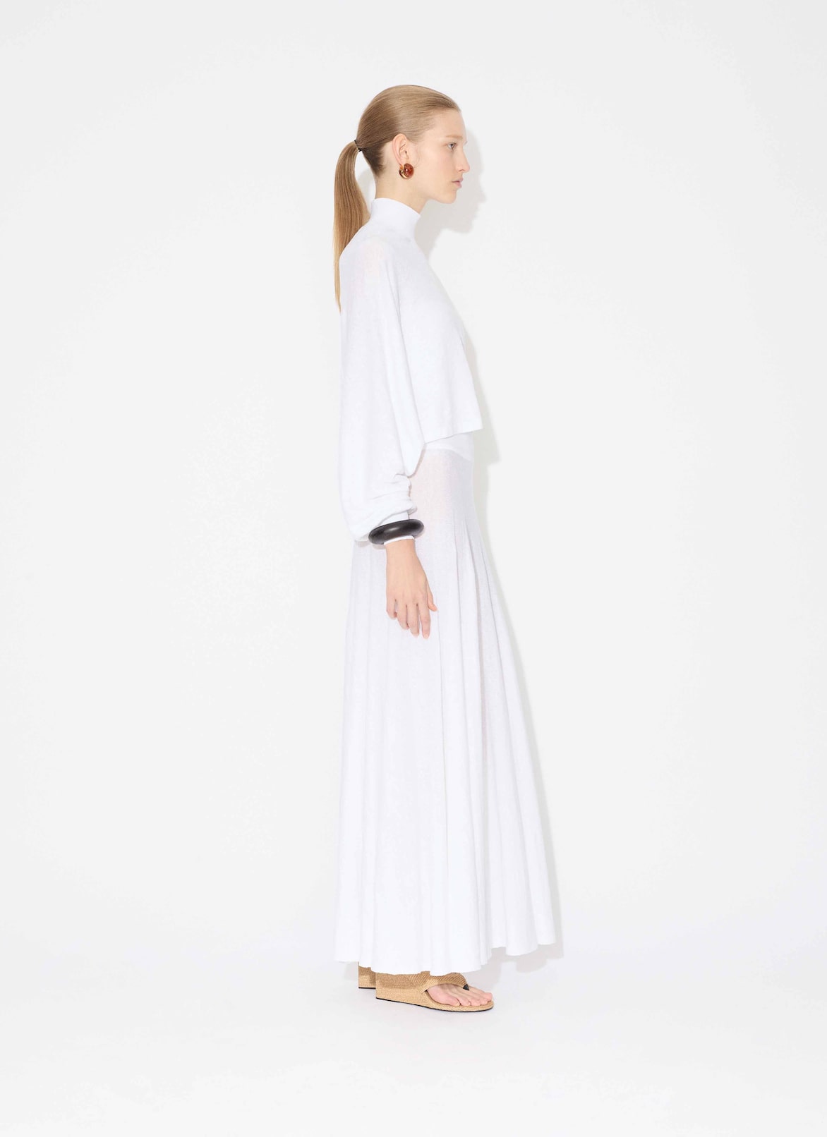COTTON LINEN KNIT BARE BACK JUMPER ALAÏA WHITE COTTON LINEN KNIT BARE BACK JUMPER